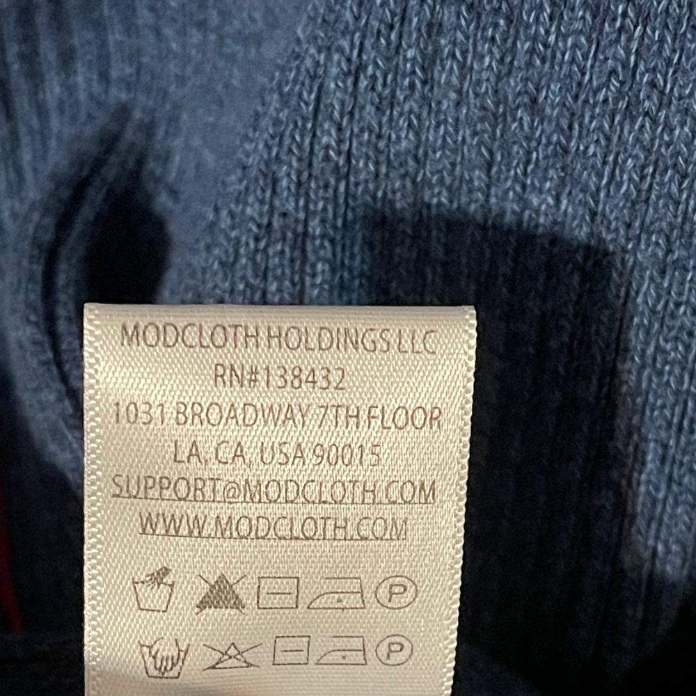 ModCloth Knit Skirt Blue Red Trim Pockets Pull On Academia Preppy Office XL NWT - Picture 11 of 11